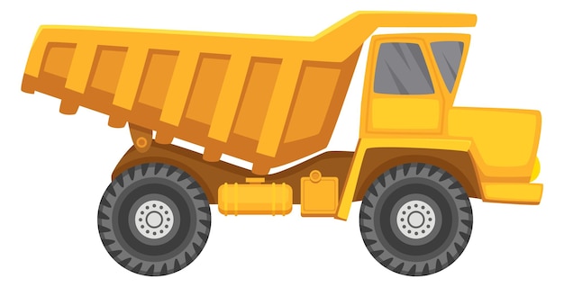 Dump truck icon Cartoon construction machine side view