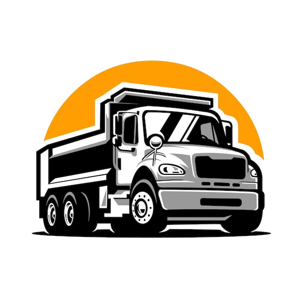 Dump Truck Illustration Vector Isolated in White Background. Best for trucking and freight related