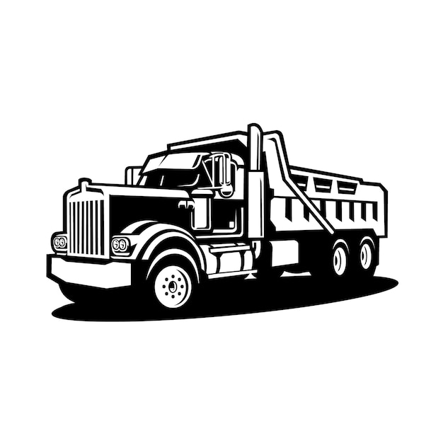 Dump truck tipper truck front side view silhouette vector isolated