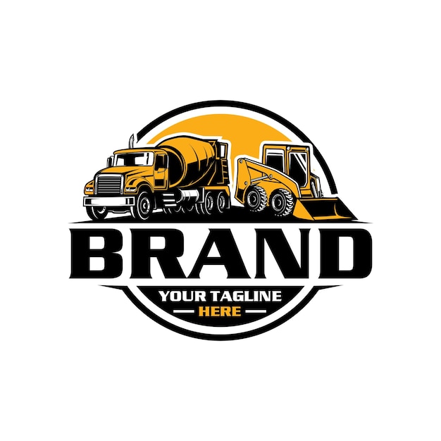 Dump trucking company logo design mini excavator