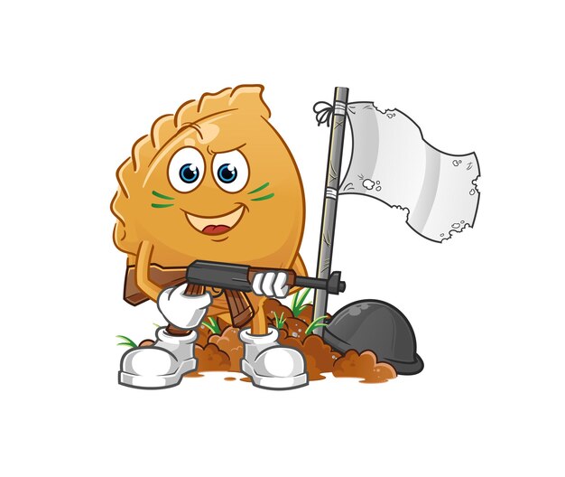 dumpling army character. cartoon mascot vector