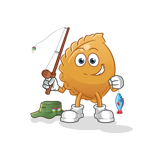 Dumpling fisherman illustration. character vector