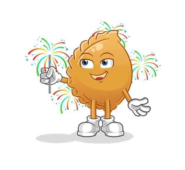 Dumpling with fireworks mascot cartoon vector