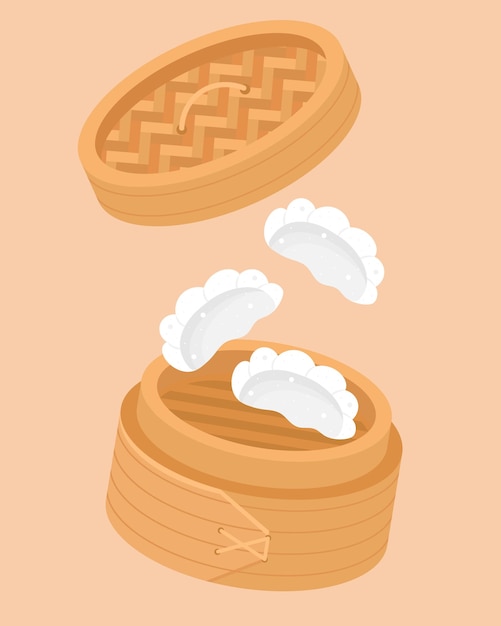 Dumplings Dim Sam Chinese traditional food Vector illustration