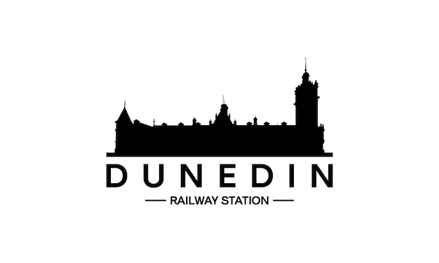 Dunedin Railway Station Building Silhouette