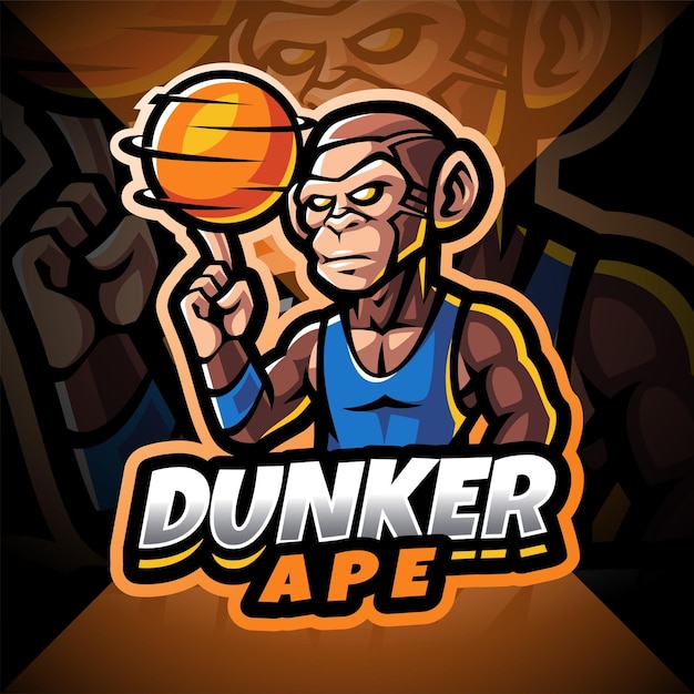 Dunker ape esport mascot logo design