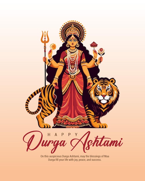 Vector durga ashtami greetings and social media post