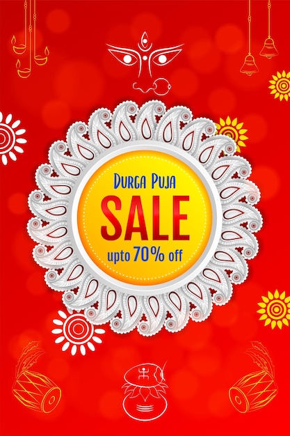 Durga puja offer sale banner background design creative durga puja sale banner