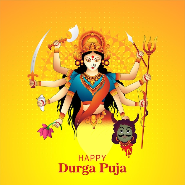 Durga puja poster with durga devi