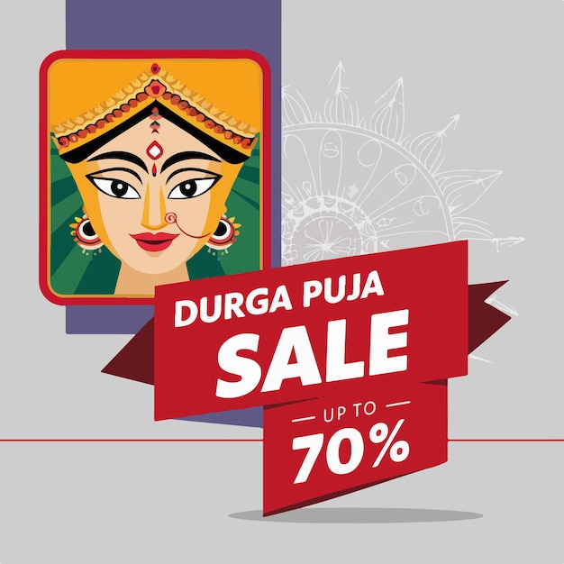 Durga puja sale banner template design navaratri sale banner illustration