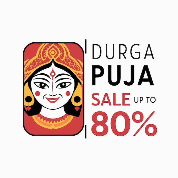 Durga puja sale banner template design navaratri sale banner illustration