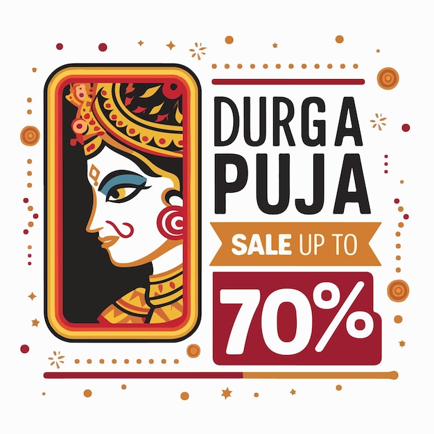 Durga puja sale banner template design navaratri sale banner illustration