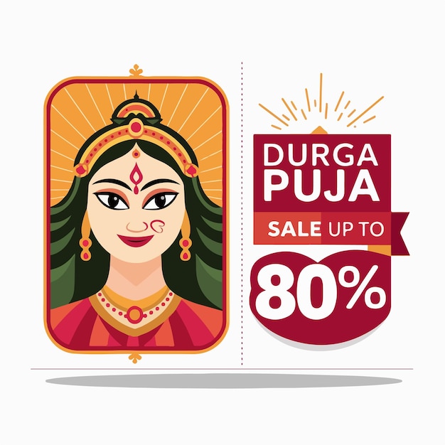 Durga puja sale banner template design navaratri sale banner illustration