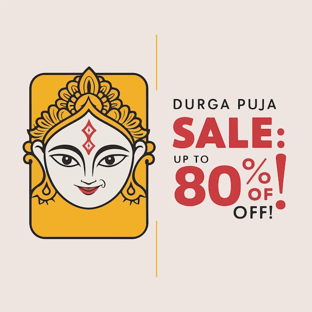 Durga puja sale banner template design navaratri sale banner illustration