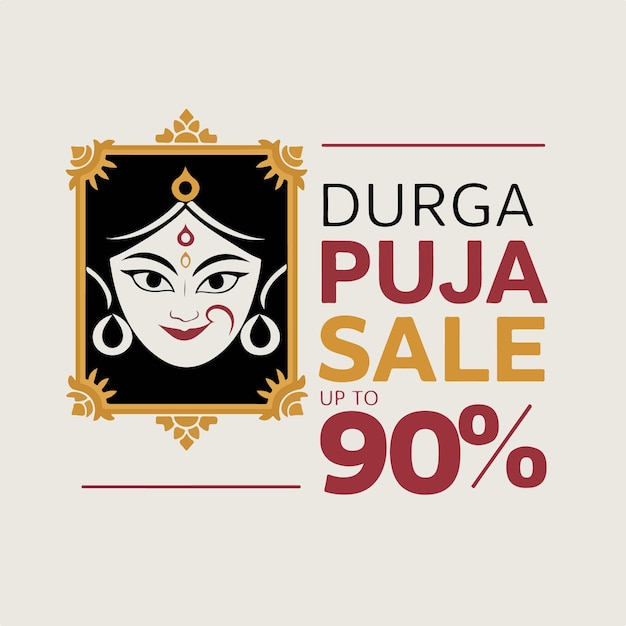 Durga puja sale banner template design navaratri sale banner illustration