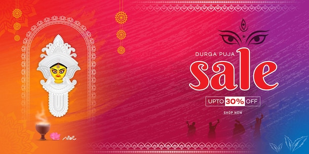 Vector durga puja sale banner vector illustration art