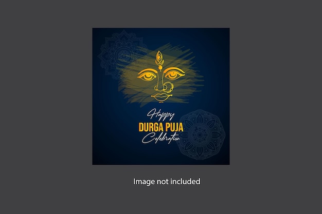 Durga puja square size social media banner