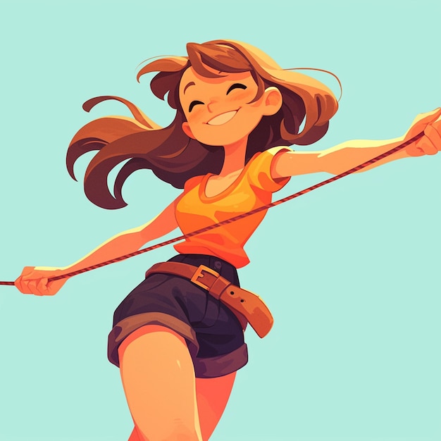 A Durham girl goes highline slacklining in cartoon style