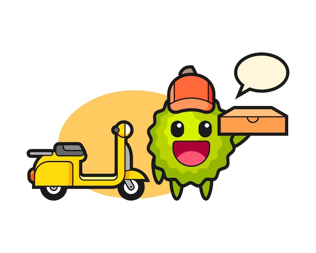 Durian cartoon as a pizza deliveryman