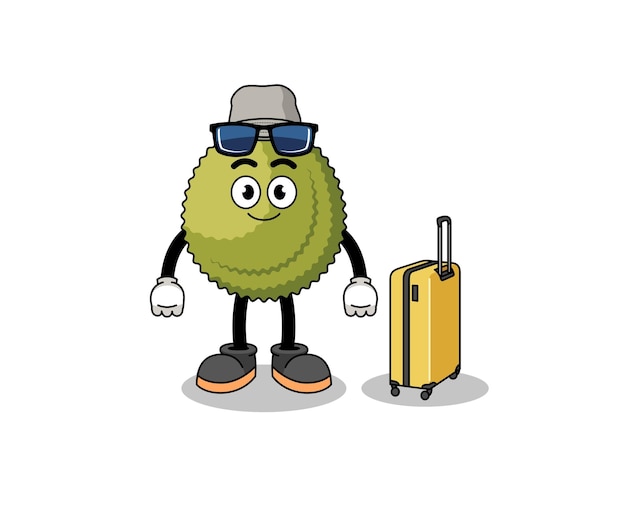 Durian fruit mascot doing vacation character design