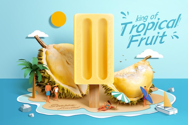 Durian tropical fruit popsicle