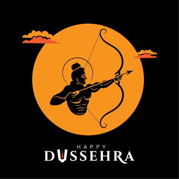 Dussehra background with lord rama hold bow logo