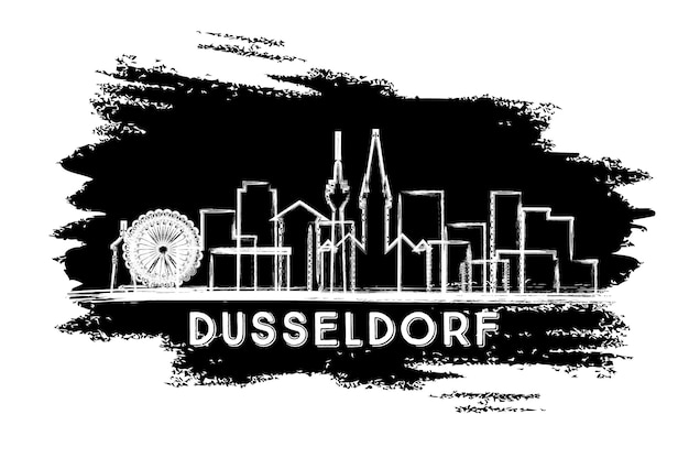 Dusseldorf Germany City Skyline Silhouette Hand Drawn Sketch Business Travel and Tourism Concept with Historic Architecture Vector Illustration Dusseldorf Cityscape with Landmarks