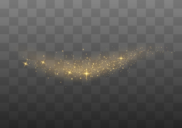 The dust sparks and golden stars shine with special light     Sparkling magical dust particles