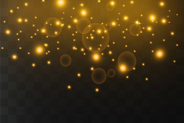 The dust sparks and golden stars shine with special light. Sparkling magical dust particles.