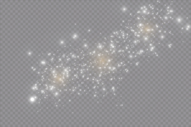 The dust sparks and golden stars shine with special light. Vector sparkles.