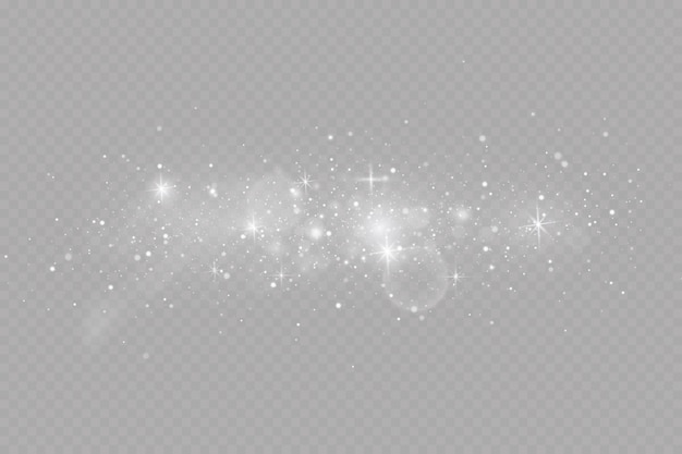 Dust sparks and stars shine with a special light Christmas light effect Glittering particles