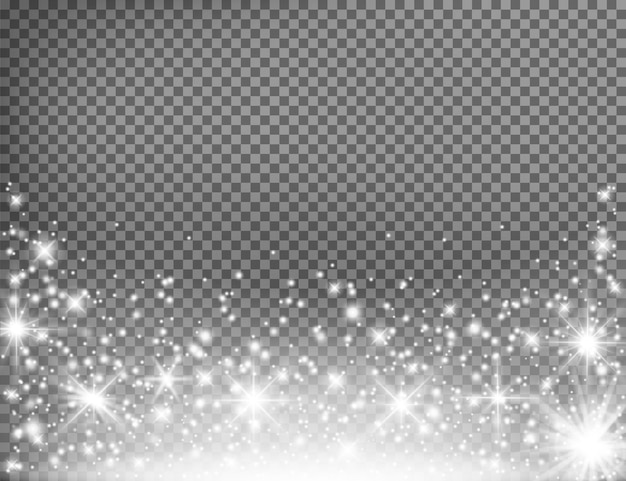 The dust sparks and stars shine with special light isolated on transparent background Vector illustration