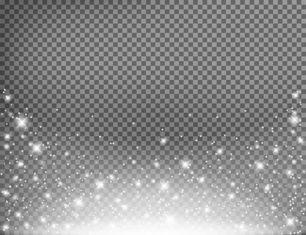 The dust sparks and stars shine with special light isolated on transparent background Vector illustration