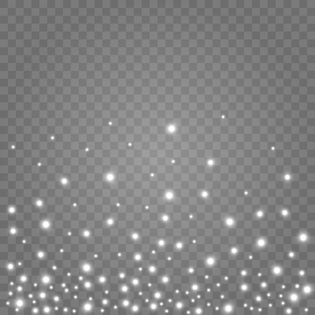 The dust sparks and white stars shine with special light.  sparkles on a transparent background.   Sparkling magical dust particles.