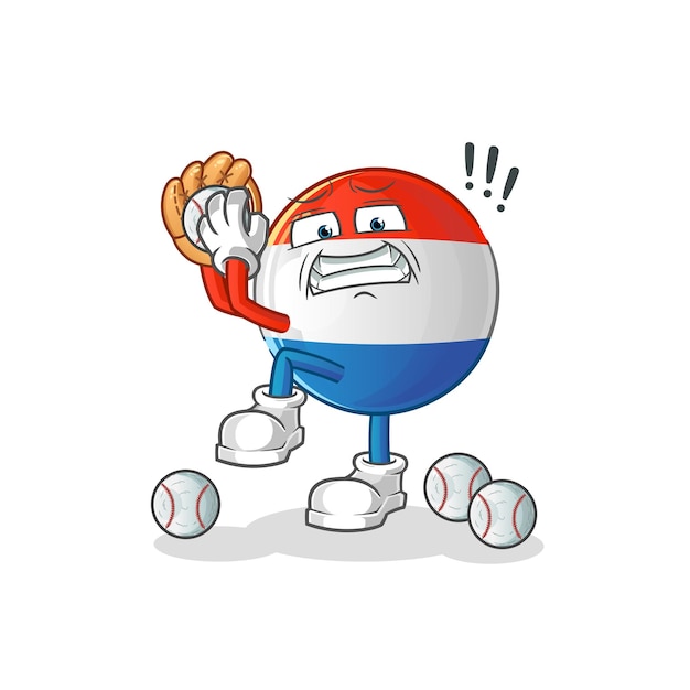 Dutch flag baseball pitcher cartoon cartoon mascot vector