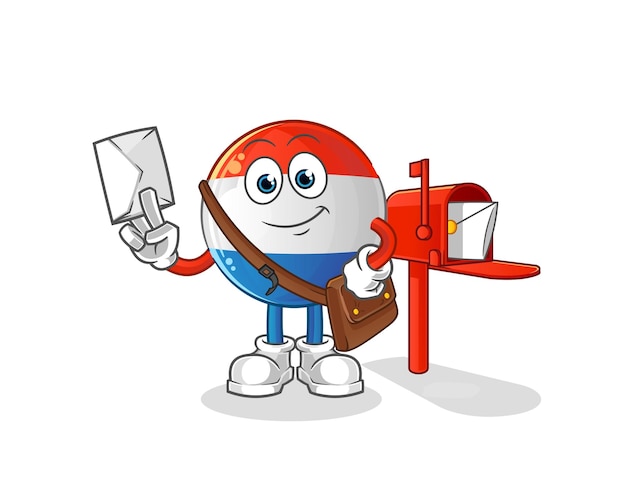 Dutch flag postman vector cartoon character