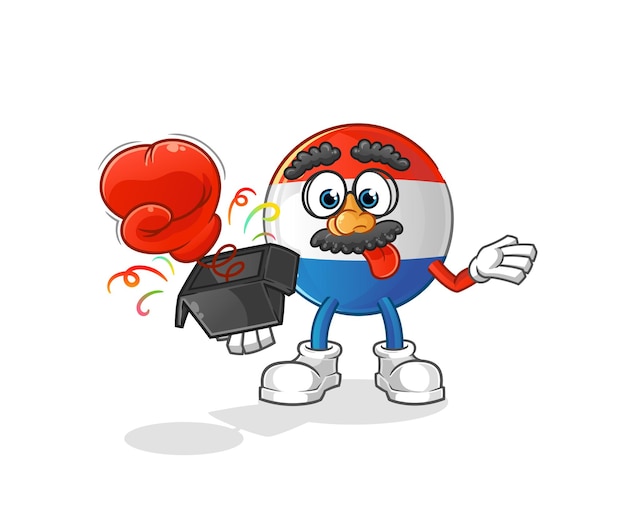 Dutch flag prank glove in the box cartoon mascot