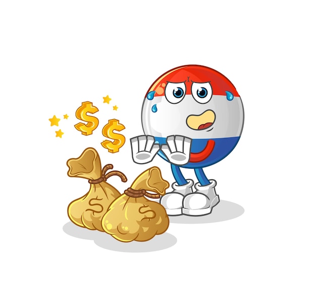 Dutch flag refuse money illustration. character vector