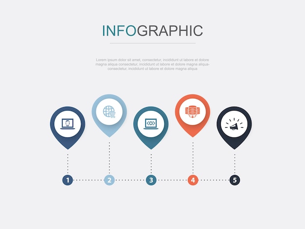 Duty control trust ethics competence icons Infographic design layout design template Creative presentation concept with 5 steps