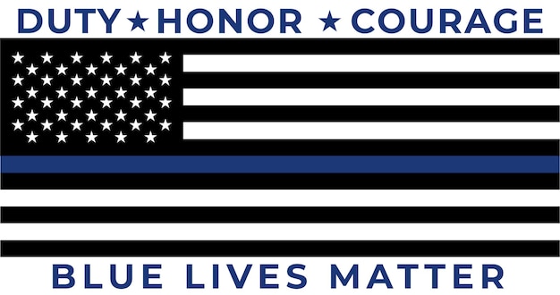 Duty honor courage blue Lives matter USA flag