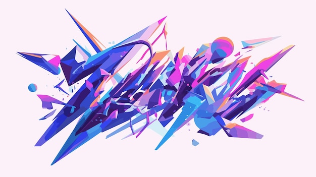 Vector dynamic 3d shattered vector hip hop word in refracted style