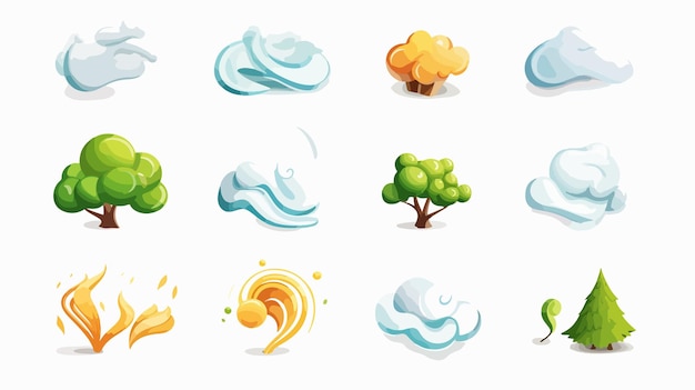 Vector dynamic 3d weather forecast icons with thunderstorms and whirlwinds