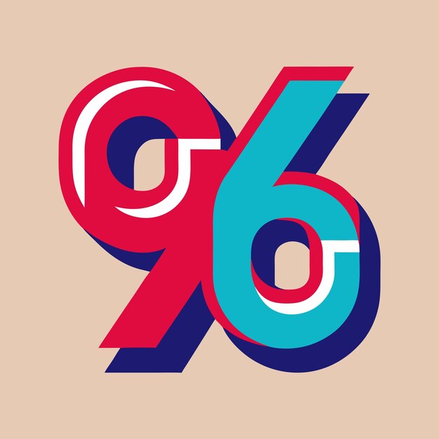 Vector dynamic 96 crafting a unique vector logo icon featuring the number 96