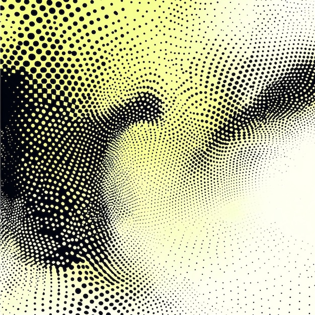 Vector dynamic abstract composition interplay of black and yellow dots creating visual depth and movement