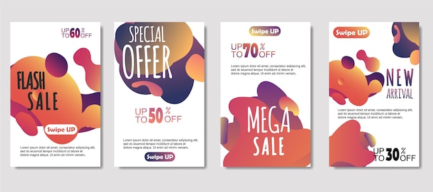 Dynamic abstract fluid mobile for sale banners Sale banner template design Mega sale special offer set design for flyer gift card Poster on wall coverbook banner social media