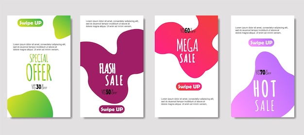 Dynamic abstract fluid mobile for sale banners Sale banner template design Mega sale special offer set design for flyer gift card Poster on wall coverbook banner social media