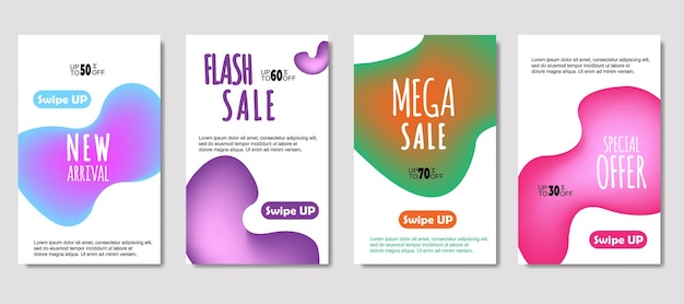 Dynamic abstract fluid mobile for sale banners Sale banner template design Mega sale special offer set design for flyer gift card Poster on wall coverbook banner social media