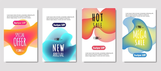 Dynamic abstract fluid mobile for sale banners Sale banner template design Mega sale special offer set design for flyer gift card Poster on wall coverbook banner social media