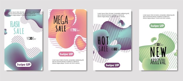 Dynamic abstract fluid mobile for sale banners Sale banner template design Mega sale special offer set design for flyer gift card Poster on wall coverbook banner social media