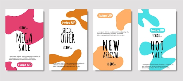 Dynamic abstract fluid mobile for sale banners Sale banner template design Mega sale special offer set design for flyer gift card Poster on wall coverbook banner social media